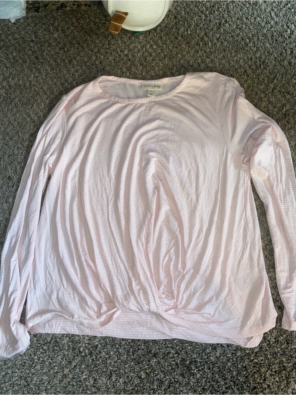 Maison Jules Light Pink Long-Sleeve Twist-Hem Top